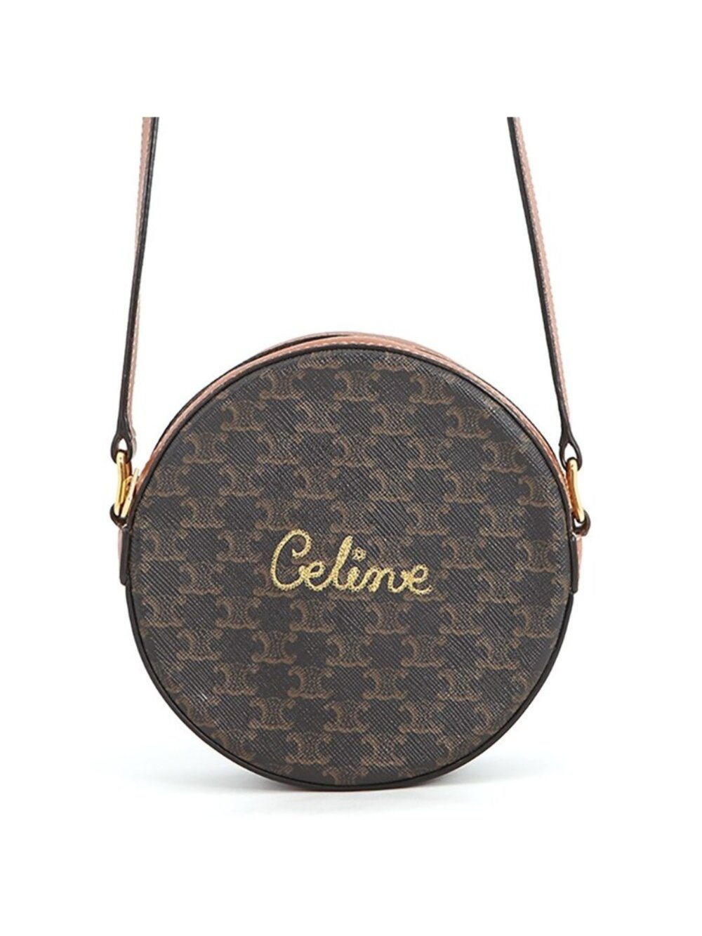 Celine Shoulder Bag Triomphe Round Leather Pochette
